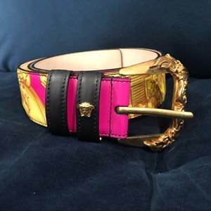 Versace Baroque Multi Print Leather Belt 90 36